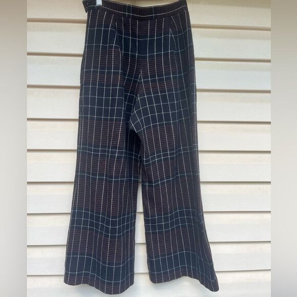 Arcana blue/purple/white geometrical pattern ankle,wide leg pants, side zipper,4 - Picture 2 of 8